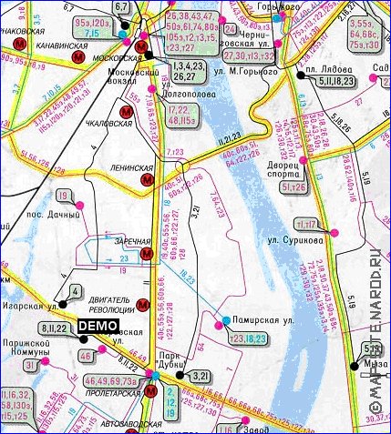 Transporte mapa de Nijni Novgorod