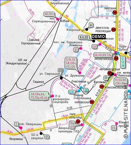 Transporte mapa de Nijni Novgorod