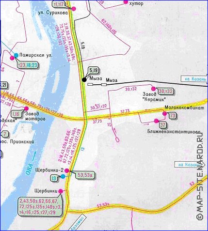 Transport carte de Nijni-Novgorod