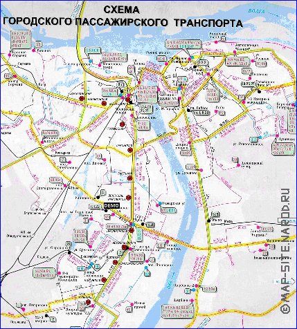 Transporte mapa de Nijni Novgorod