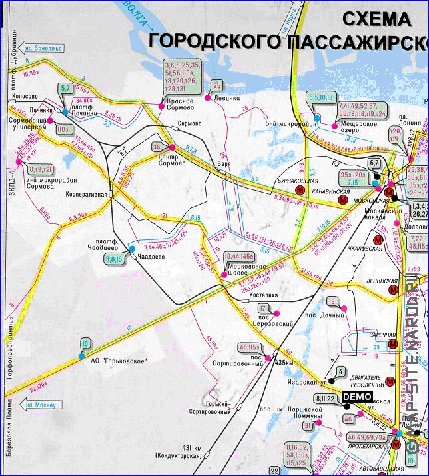 Transporte mapa de Nijni Novgorod