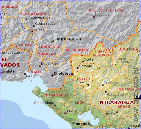 Administrativa mapa de Nicaragua