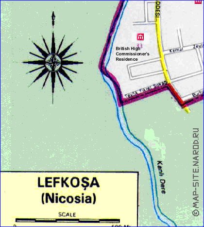 mapa de Nicosia em ingles