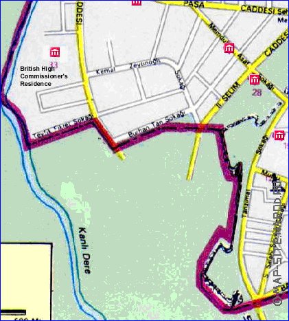 mapa de Nicosia em ingles