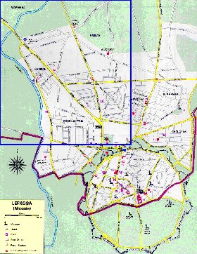 mapa de Nicosia em ingles