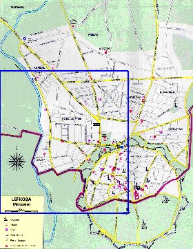 mapa de Nicosia em ingles