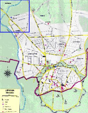 mapa de Nicosia em ingles