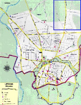 mapa de Nicosia em ingles