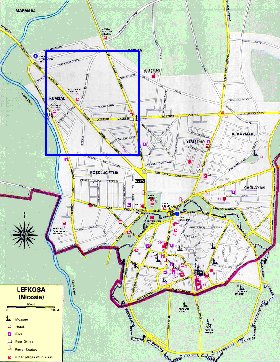 mapa de Nicosia em ingles