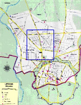 mapa de Nicosia em ingles