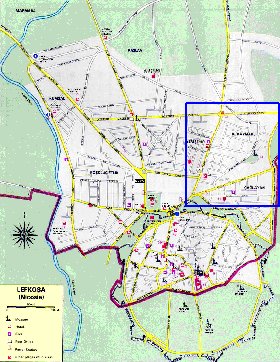 mapa de Nicosia em ingles