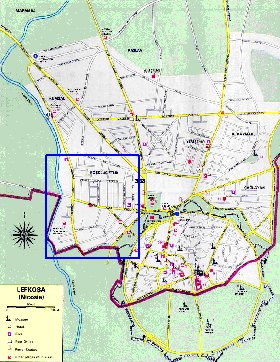 mapa de Nicosia em ingles