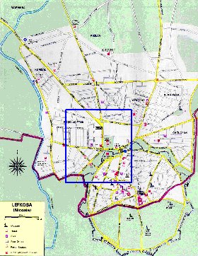 mapa de Nicosia em ingles