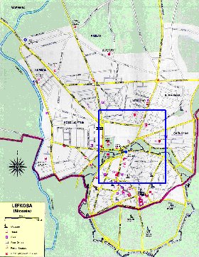 mapa de Nicosia em ingles