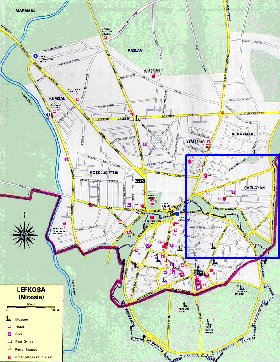 mapa de Nicosia em ingles