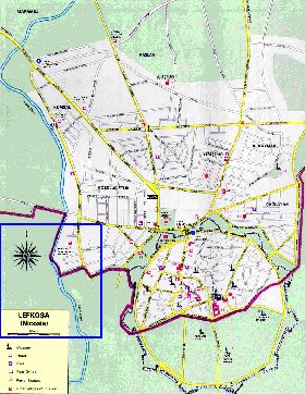 mapa de Nicosia em ingles