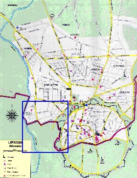 mapa de Nicosia em ingles