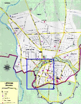 mapa de Nicosia em ingles