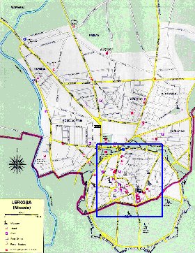 mapa de Nicosia em ingles