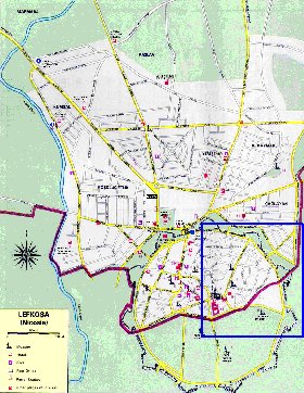 mapa de Nicosia em ingles