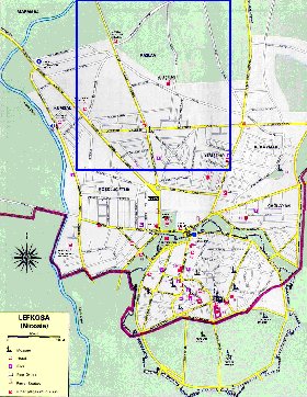 mapa de Nicosia em ingles