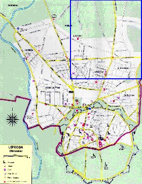 mapa de Nicosia em ingles