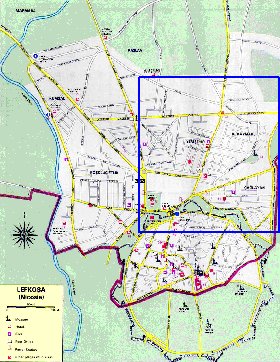 mapa de Nicosia em ingles