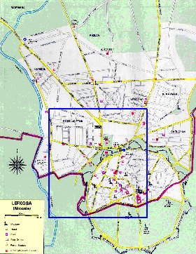 mapa de Nicosia em ingles