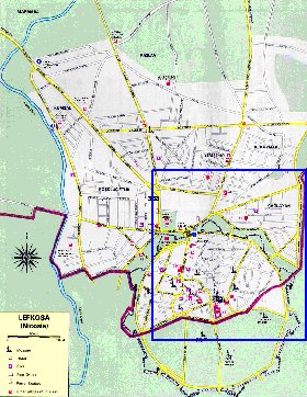 mapa de Nicosia em ingles