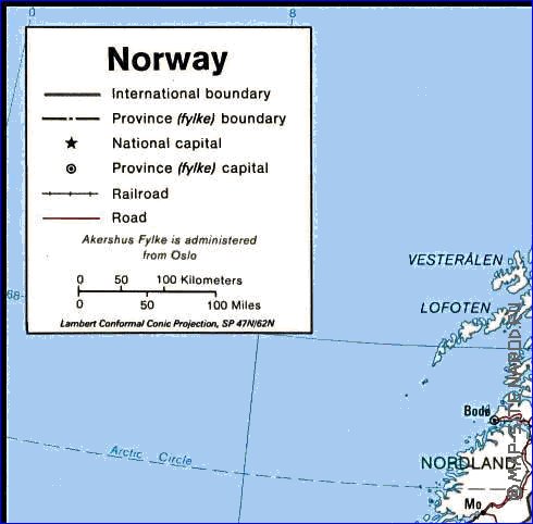 Administratives carte de Norvege