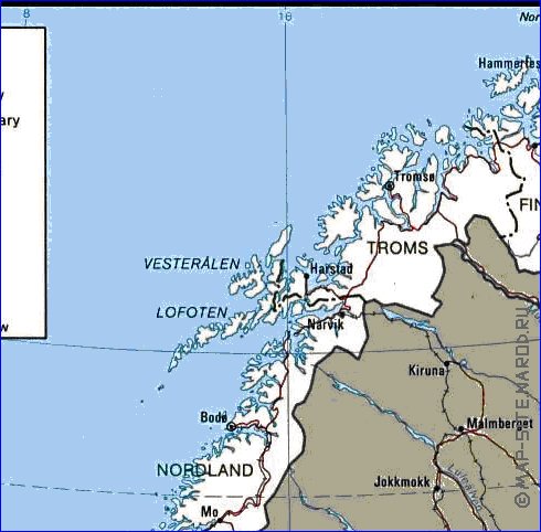 Administrativa mapa de Noruega