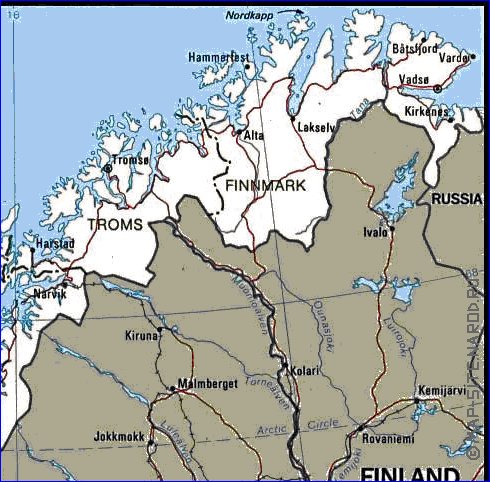 Administrativa mapa de Noruega