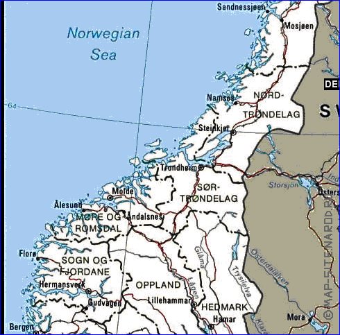 Administrativa mapa de Noruega