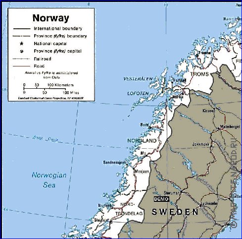 Administrativa mapa de Noruega