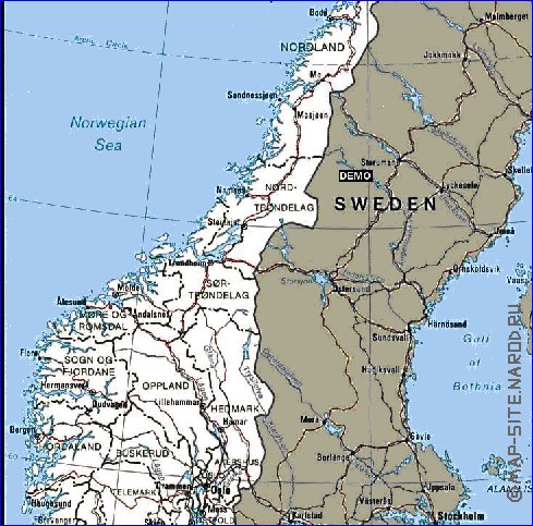 Administrativa mapa de Noruega