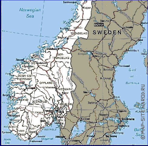 Administrativa mapa de Noruega