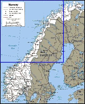 Administrativa mapa de Noruega