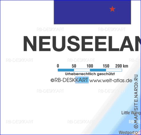 mapa de Nova Zelandia em ingles