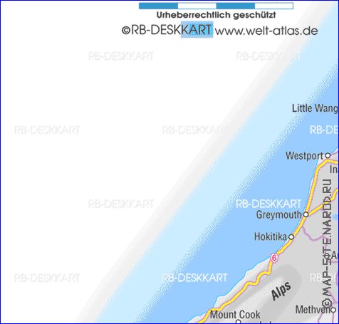 mapa de Nova Zelandia em ingles