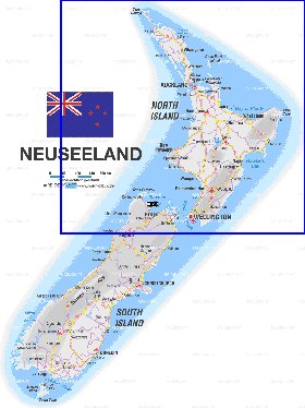carte de Nouvelle-Zelande en anglais