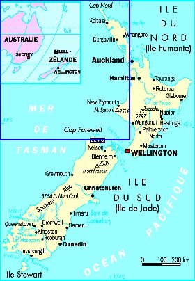 mapa de Nova Zelandia em frances