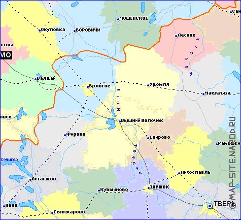 Administratives carte de Oblast de Novgorod