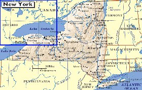 mapa de  estado Nova Iorque em ingles