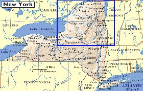 mapa de  estado Nova Iorque em ingles