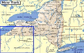 mapa de  estado Nova Iorque em ingles