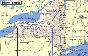 mapa de  estado Nova Iorque em ingles