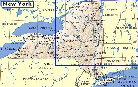 mapa de  estado Nova Iorque em ingles