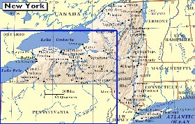 mapa de  estado Nova Iorque em ingles