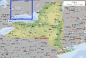 mapa de  estado Nova Iorque